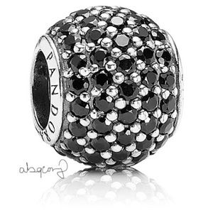 EUC Pandora 791051NCK Sterling Silver Pave Lights Bead w/ Black Nano Crystal